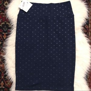 New! Lularoe Cassie blue gold metallic polka dots